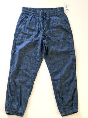 NWT Gap blue denim color elastic waist drawstring 100% cotton pants SP
